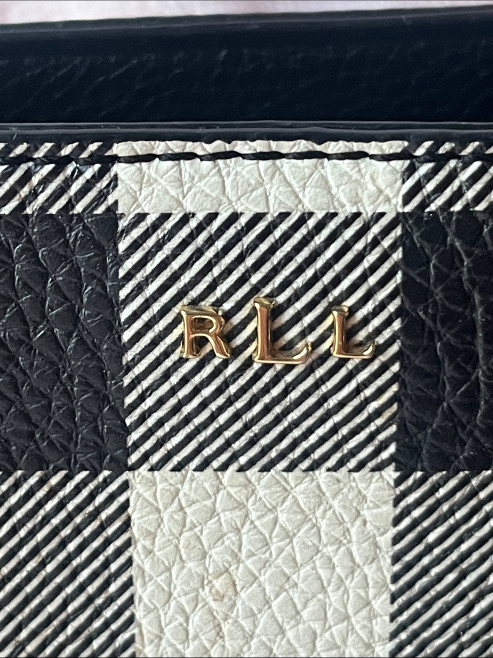 Ralph Lauren Black and White Check Tote Bag with Handles and Strap - Picture 12 of 13